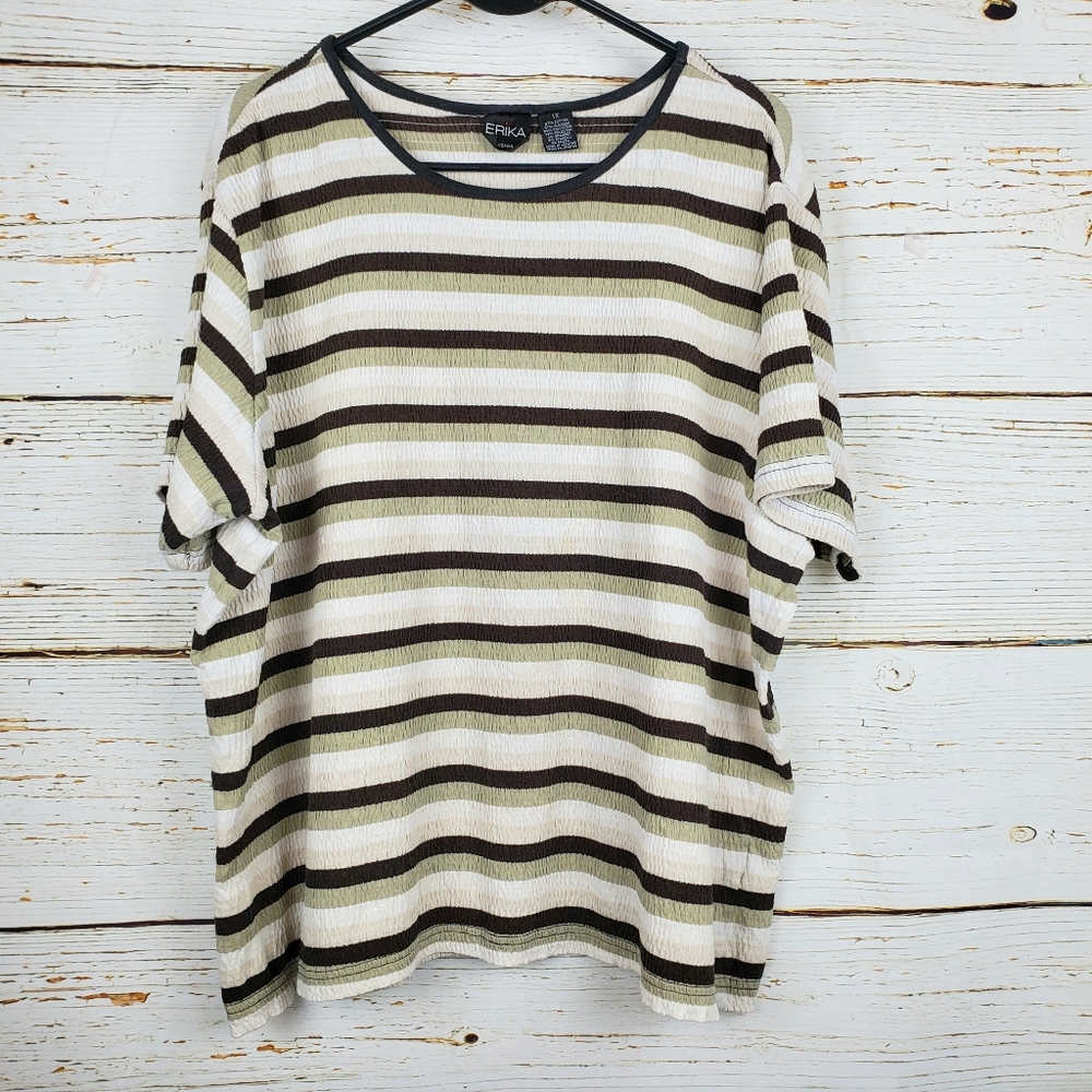 Erika Striped Crinkle Top